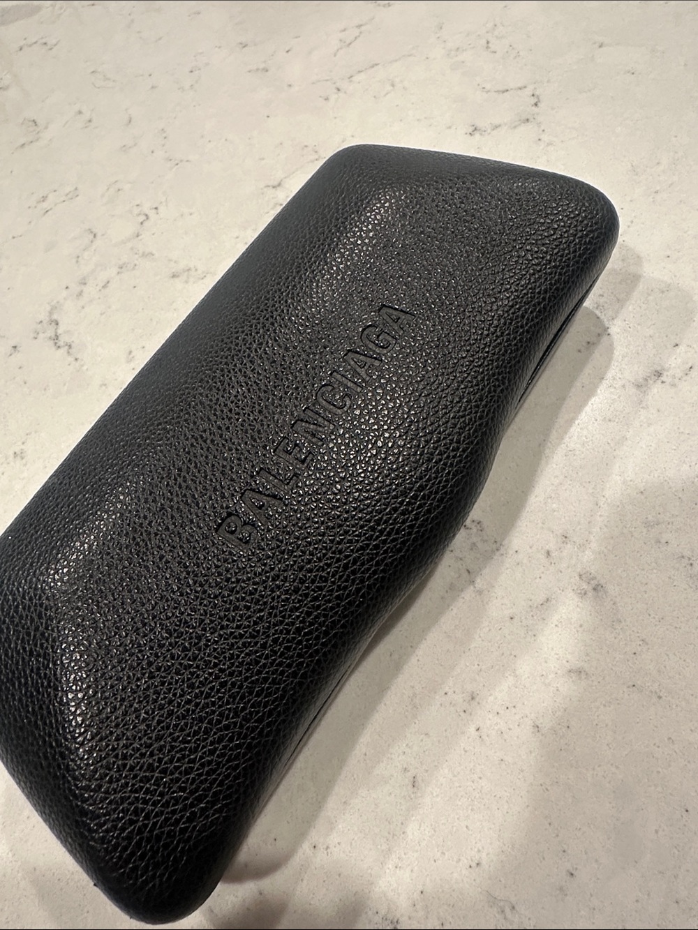 Balenciaga Black Textured Leather Glasses hard case